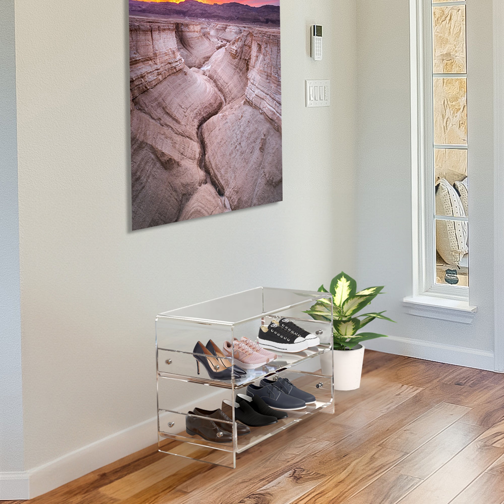 Waterfall Bench with Shelves